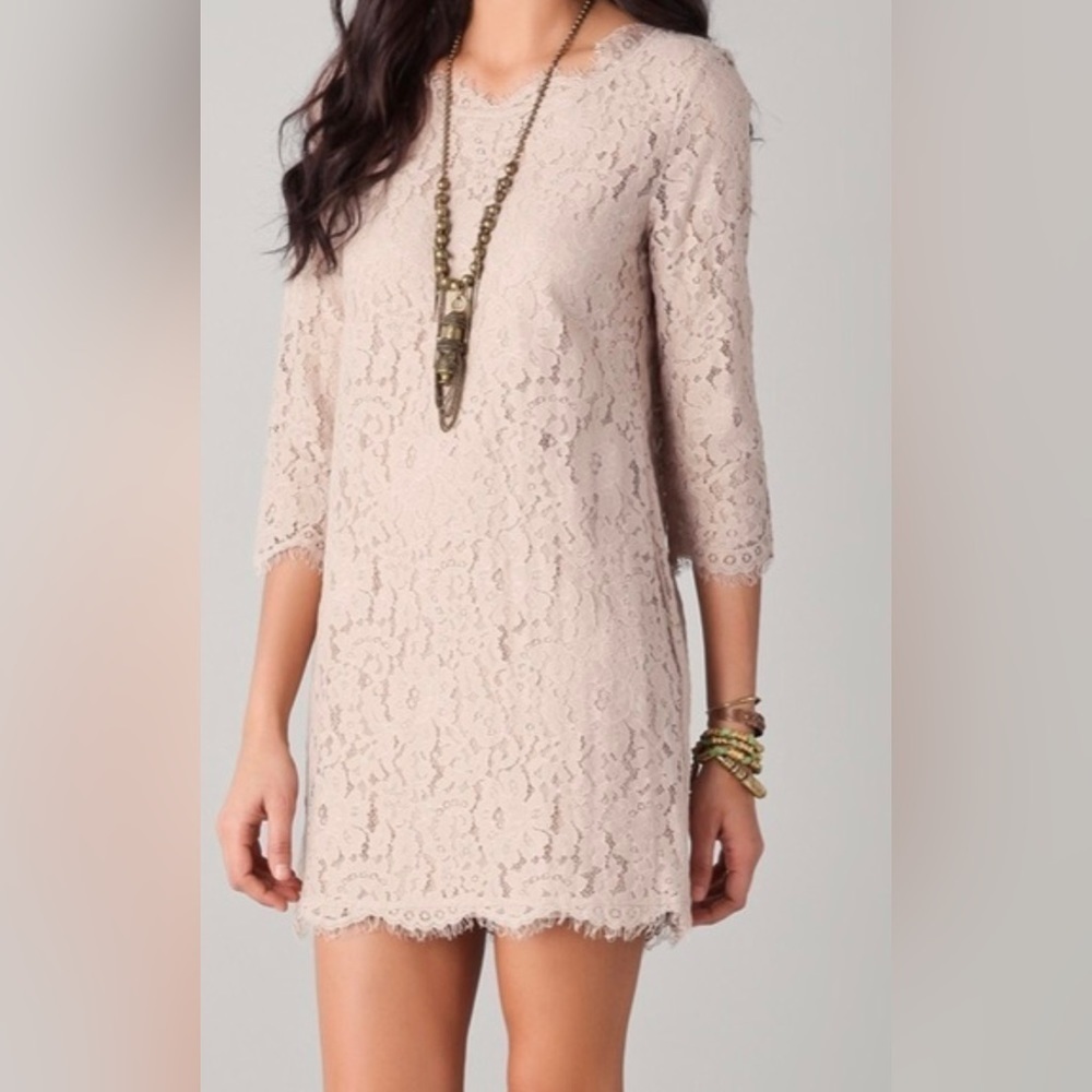 Joie Lace Mini Dress in Light Pink